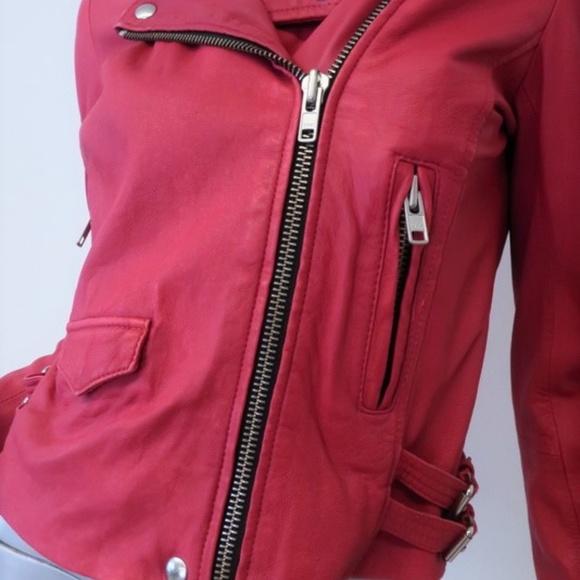 IRO Jackets & Coats Iro Ashville Leather Moto Jacket Dark Pink